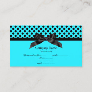 AQUA BLUE POLKA DOT BOW BUSINESS CARD 2 VISITENKARTE