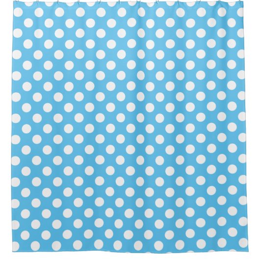 Aqua Blue Polka Dot Pattern Duschvorhang (Vorderseite)