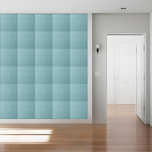 Aqua Blue Polka Dot - Retro White Dotter Fliese