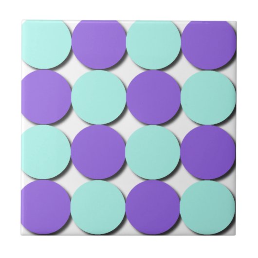 Aqua & Blue Polka Dots Fliese (Vorderseite)