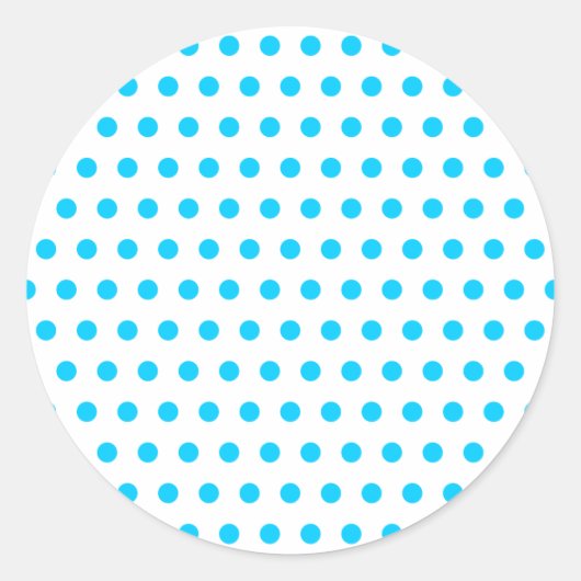 Aqua Blue Polka Dots Runder Aufkleber (Vorderseite)