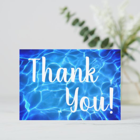 Aqua Blue Pool Foto Dankeskarte (Stehend Vorderseite)