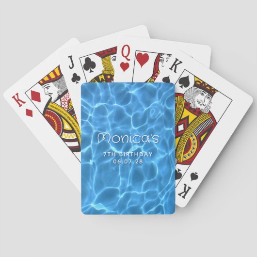 Aqua Blue Pool Giro 7. Geburtstag Spielkarten (Rückseite)