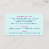 Aqua Blue Pool Instandhaltung Visitenkarte (Rückseite)