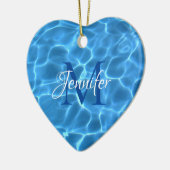 Aqua Blue Pool Wasser Foto Mit Monogramm Keramik Ornament (Links)
