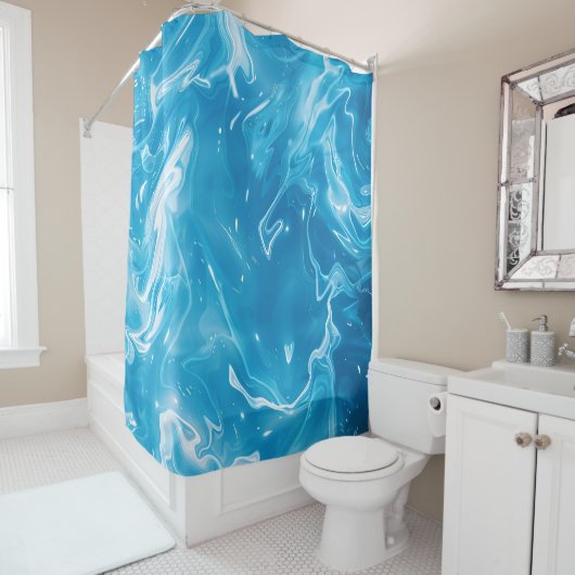 Aqua Blue Pool Water Muster Duschvorhang (Beispiel)