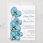 Aqua Blue Poppy Blume Hochzeit Einladung (Vorderseite)