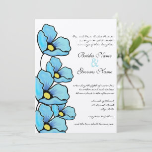 Aqua Blue Poppy Blume Hochzeit Einladung