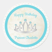Aqua Blue Princess Tiara Geburtstagsparty Stickers (Vorderseite)