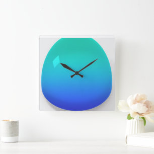 Aqua Blue Quadratische Wanduhr