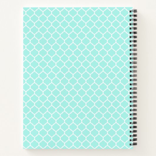Aqua Blue Quatrefoil Muster Personalisiertes Noteb Notizblock (Rückseite)