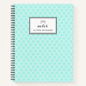 Aqua Blue Quatrefoil Muster Personalisiertes Noteb Notizblock (Vorderseite)