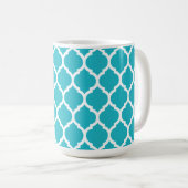 Aqua Blue Quatrefoil Pattern Kaffeetasse (VorderseiteRechts)