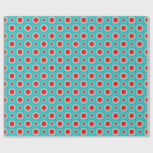 Aqua Blue Red Dots Geburtstag Geschenkpapier (Flach)