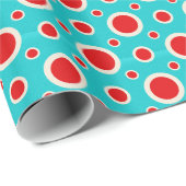 Aqua Blue Red Dots Geburtstag Geschenkpapier (Rolleneckpunkt)