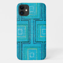 Aqua Blue Retro Kariert Art Muster Handy Case