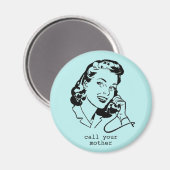 Aqua Blue Retro Rufen Sie Ihre Mutter Funny Vintag Magnet (Vorderseite/Rückseite)