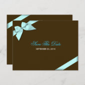 Aqua Blue Ribbon Ankündigung Datum freihalten (Vorne/Hinten)