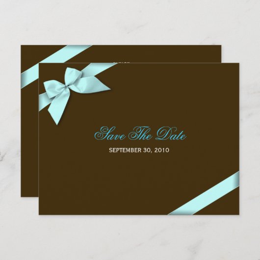 Aqua Blue Ribbon Ankündigung Datum freihalten (Vorne/Hinten)