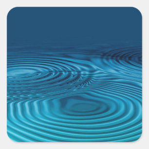Aqua Blue Ripples Quadratischer Aufkleber