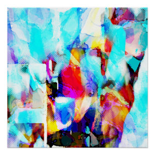 Aqua Blue Rose Gelb Weißes Malerisches Design Poster