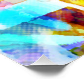 Aqua Blue Rose Gelb Weißes Malerisches Design Poster (Ecke)