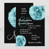 Aqua Blue Rose Hochzeitsvorlage Einladung (Vorne/Hinten)