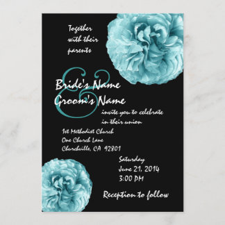 Aqua Blue Rose Hochzeitsvorlage Einladung