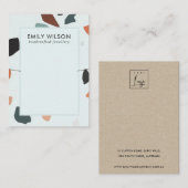 Aqua Blue Rust GreenTerrazzo Band Necklace Display Visitenkarte (Vorne/Hinten)