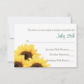 AQUA BLUE RUSTIC SUNFLOWER RSVP CARD KARTE (Rückseite)