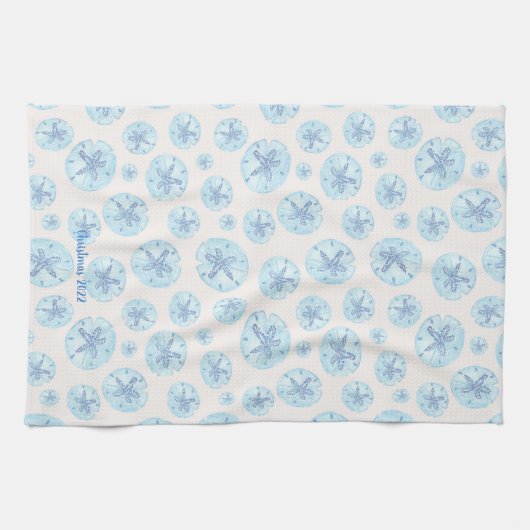 Aqua-Blue-Sand-Dollar Geschirrtuch (Horizontal)