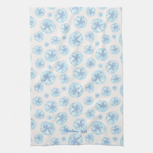 Aqua-Blue-Sand-Dollar Geschirrtuch (Vertikal)