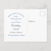 Aqua Blue Sand Dollar Themed Wedding Save the Date Ankündigungspostkarte (Rückseite)