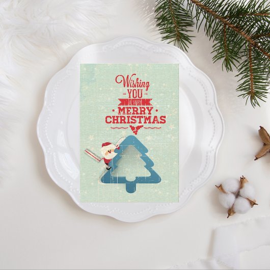 Aqua Blue Santa Claus Weihnachtsbaum Feiertagskarte