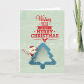 Aqua Blue Santa Claus Weihnachtsbaum Feiertagskarte (Vorderseite)