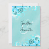 Aqua Blue Sapphire Hibiskus Hochzeit Einladungen (Rückseite)