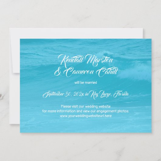 Aqua Blue Save the Date Coastal Save the Date Card Einladung (Rückseite)