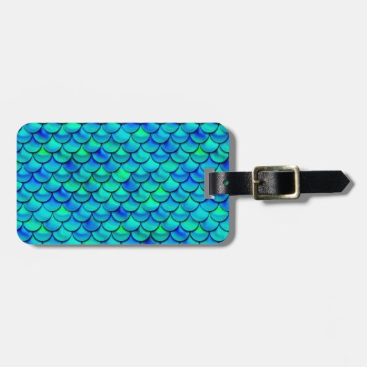 Aqua Blue Scales Gepäckanhänger (Vorderseite horizontal)
