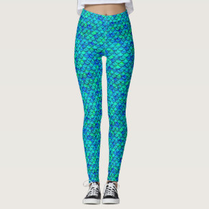 Aqua Blue Scales Leggings