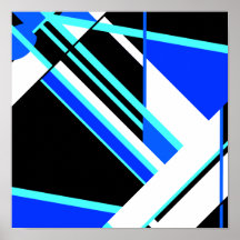 Aqua Blue Schwarz-weiß Diagonal Geometric Design P
