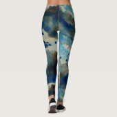 Aqua Blue Sea Abstract Art Modern Chic Watercolour Leggings (Rückseite)