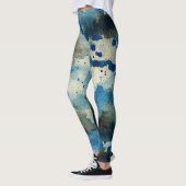 Aqua Blue Sea Abstract Art Modern Chic Watercolour Leggings (Links)