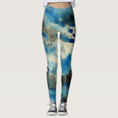 Aqua Blue Sea Abstract Art Modern Chic Watercolour Leggings (Vorderseite)