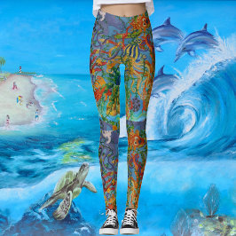 Aqua Blue Sea Abstraktes Meer Leggings
