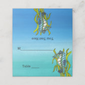 Aqua Blue Sea Creature of Seaweed Shades of Blue Platzkarte (Außenseite Aufgefaltet)