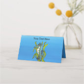 Aqua Blue Sea Creature of Seaweed Shades of Blue Platzkarte (Rückseite)