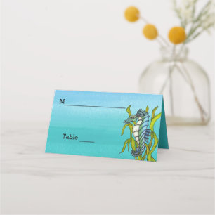 Aqua Blue Sea Creature of Seaweed Shades of Blue Platzkarte