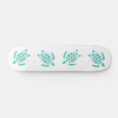 Aqua Blue Sea Turtles Pattern Skateboard (Horizontal)