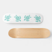Aqua Blue Sea Turtles Pattern Skateboard (Horizontal)