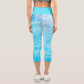 Aqua Blue Sea und White Mandala Yoga Capri Legging (Rückseite)